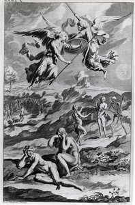 Adam en Eva na de Val, illustratie uit John Milton